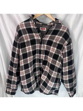 Wrangler Shacket Flannel Sherpa Lined Men's L Heavyweight Hand Pockets Jacket